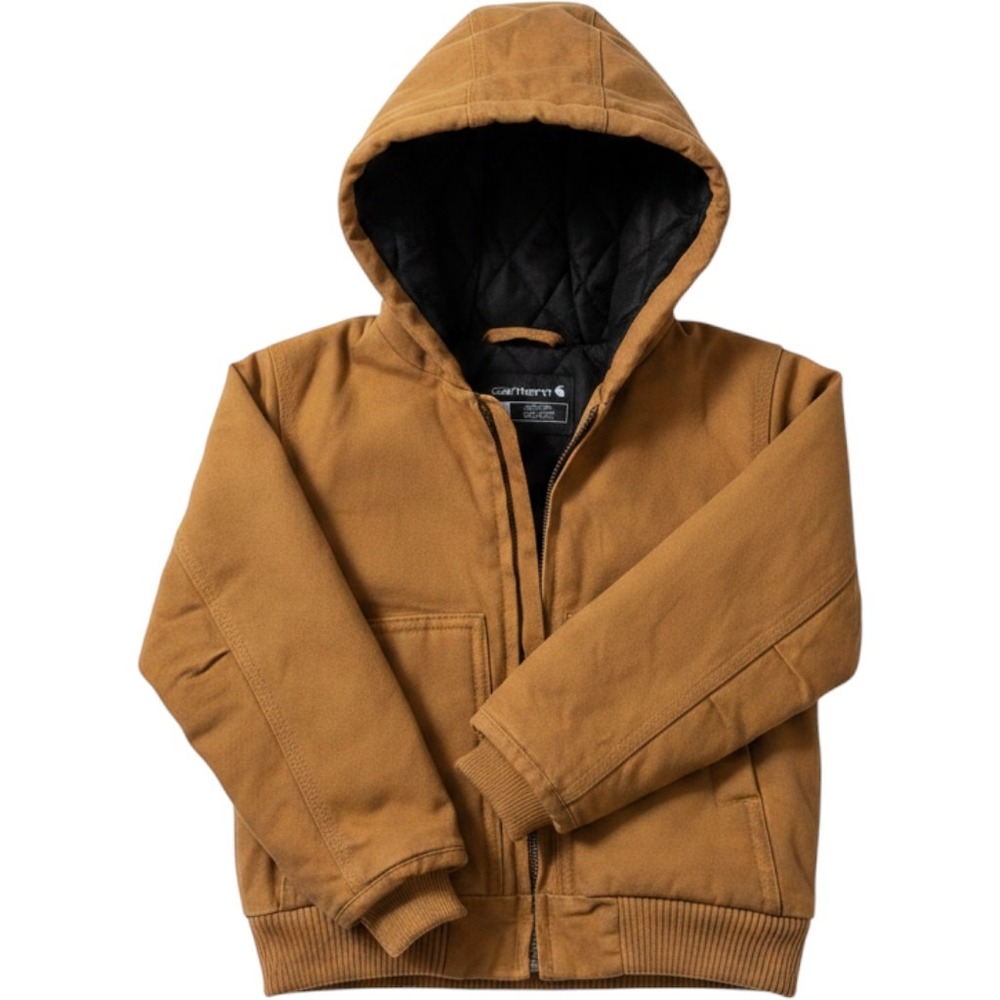 Carhartt Kids Active Jacket Hooded Canvas Work Coat Brown 24 months Farm Warm